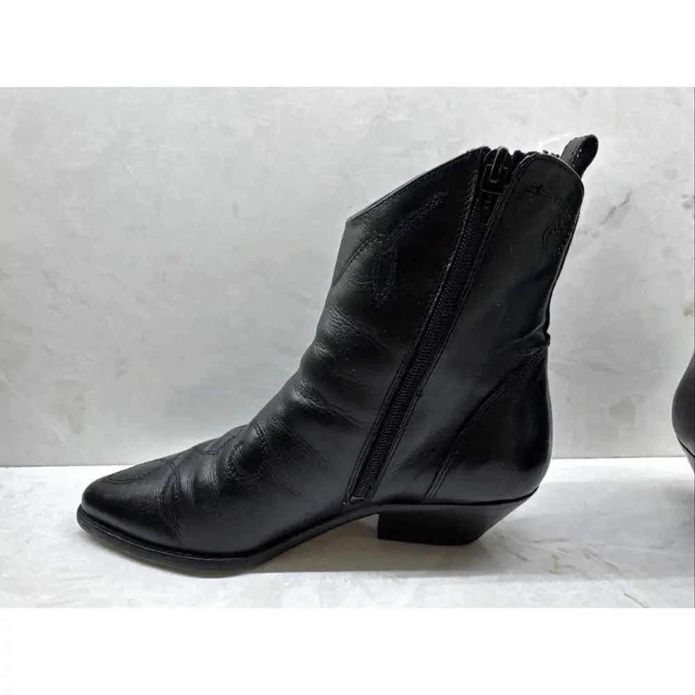 Vero Cuoio Womens Handcrafted in Italy Black Leather Ankle Boots Sz 5.5 Eur 36